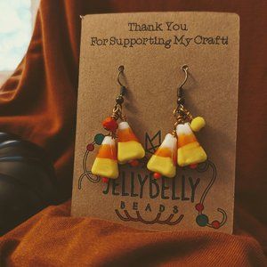 Sweet Delights Glass Candy Corn Earrings - Whimsical Halloween Jewelry